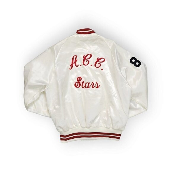 Vintage‎ 60s "All Stars" White Satin Bomber Varsity Jacket Mens Large - Picture 1 of 10